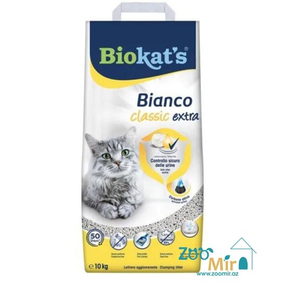 Biokat's Bianco Fresh, натуральный комкующийся наполнитель с углем, для кошек, 10 л