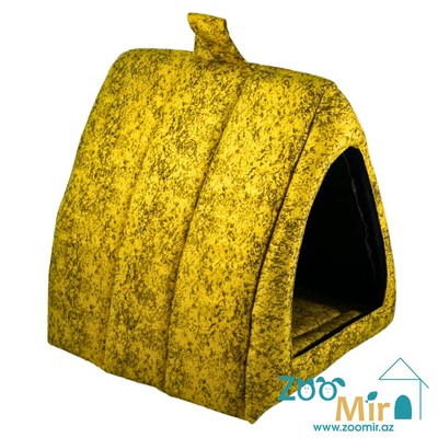 ZooMir, модель "Шалаш"  домик для мелких пород собак и кошек, 35х33х34 см (цвет: желтый)