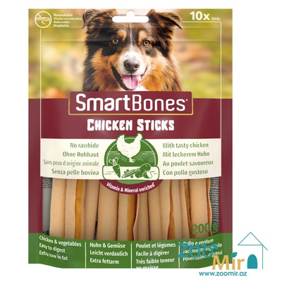 8in1 Smart Bones Chicken Sticks, лакомство для собак, палочки с овощами и куриной грудкой, 200 гр