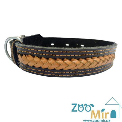 Zoomir, ошейник для средних и крупных собак, 60 см. (цвет: черный, коричневая вязка.)