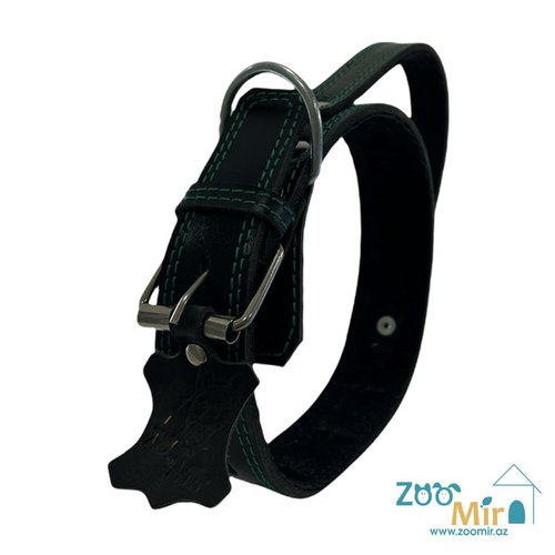 Zoomir, кожаный ошейник с ручкой, для средних и крупных пород собак, 60 см (цвет: черный)