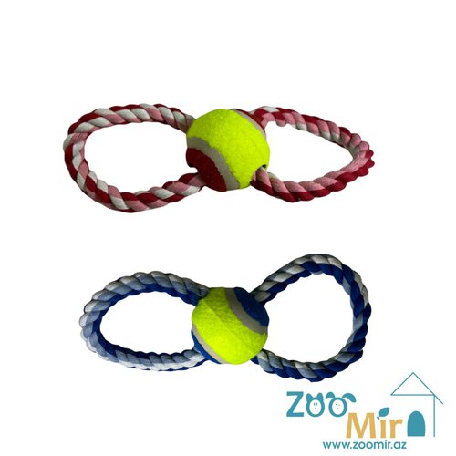 KI, канат с теннисным мячиком для собак, 25 см (выпускается в разных цветах) (цена за 1 игрушку)