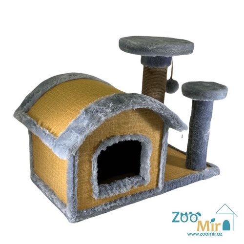 Zoomir "Yellow happiness №1", домик-когтеточка для котят и кошек, 58х30х44 см