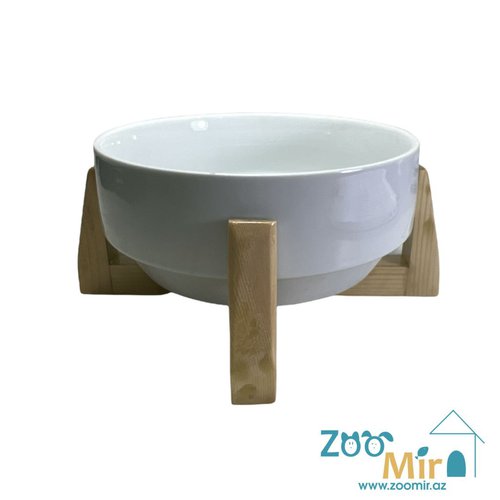 ZooMir, керамическая миска на деревянной подставке, для мелких пород собак, 0.7 л