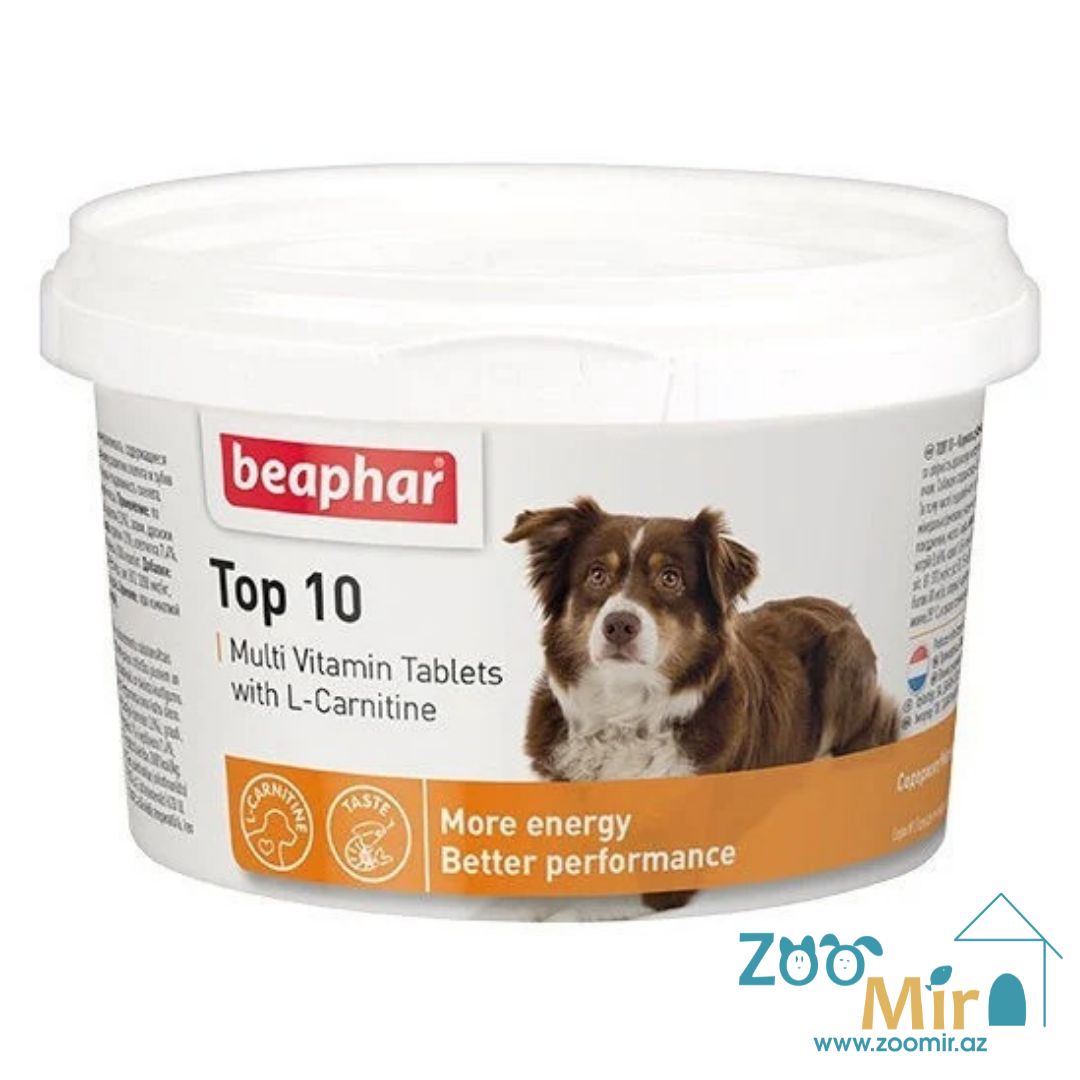 Beaphar Тор 10, кормовая добавка с L-карнитином для нормализации обмена веществ у собак и щенков (750 таб.) (цена за 1 упаковку)