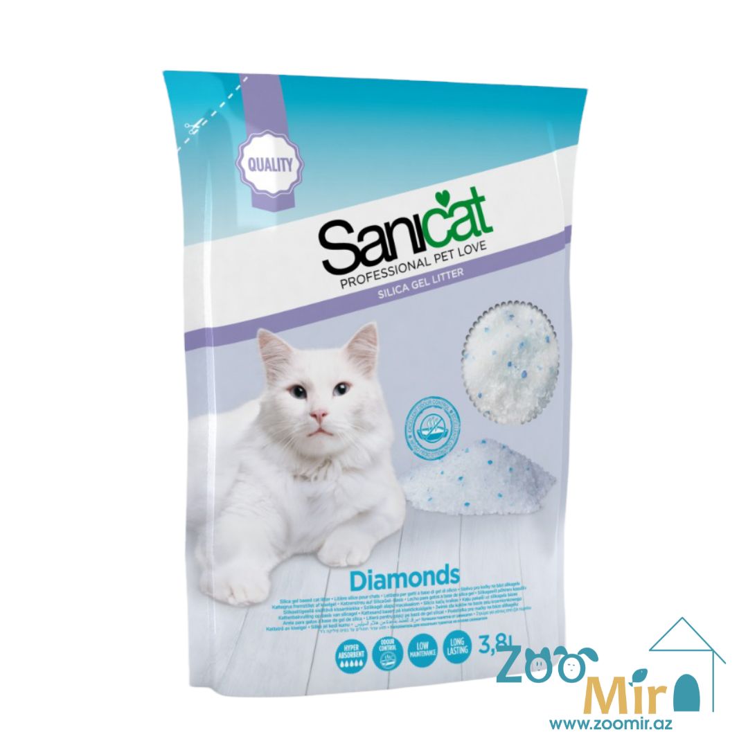 Sanicat Diamonds, силикагелевый наполнитель, 3.8 л.
