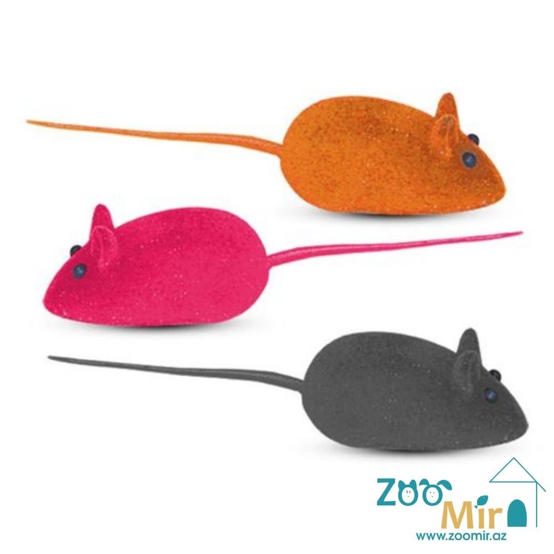 Nunbell, игрушка в форме мышек (набор из 3 мышек), для котят и кошек (выпускается в разных цветах)  (цена за 1 набор)