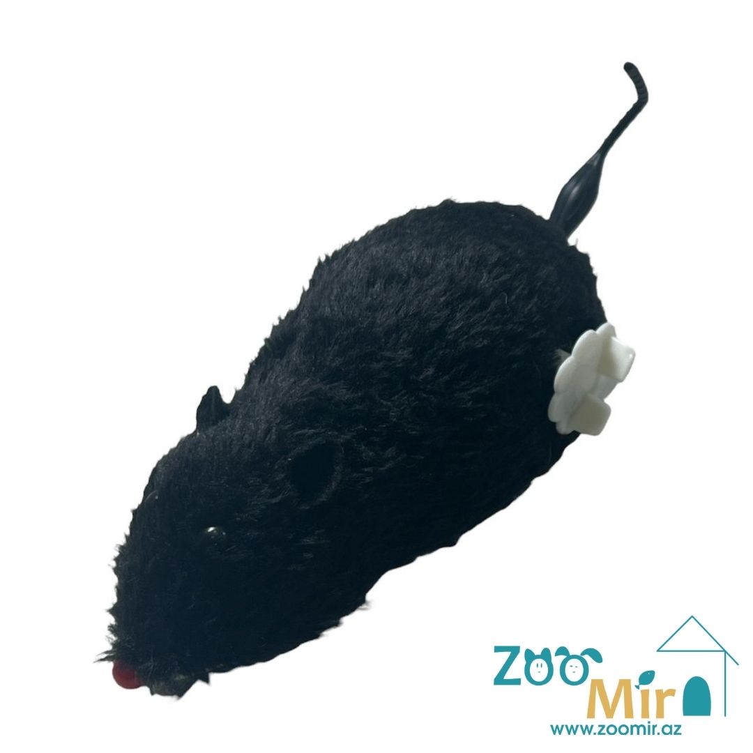 Kİ, игрушка-мышь механическая для котят и кошек, 15х5,5 см (цвет: черный)(цена за 1 игрушку)