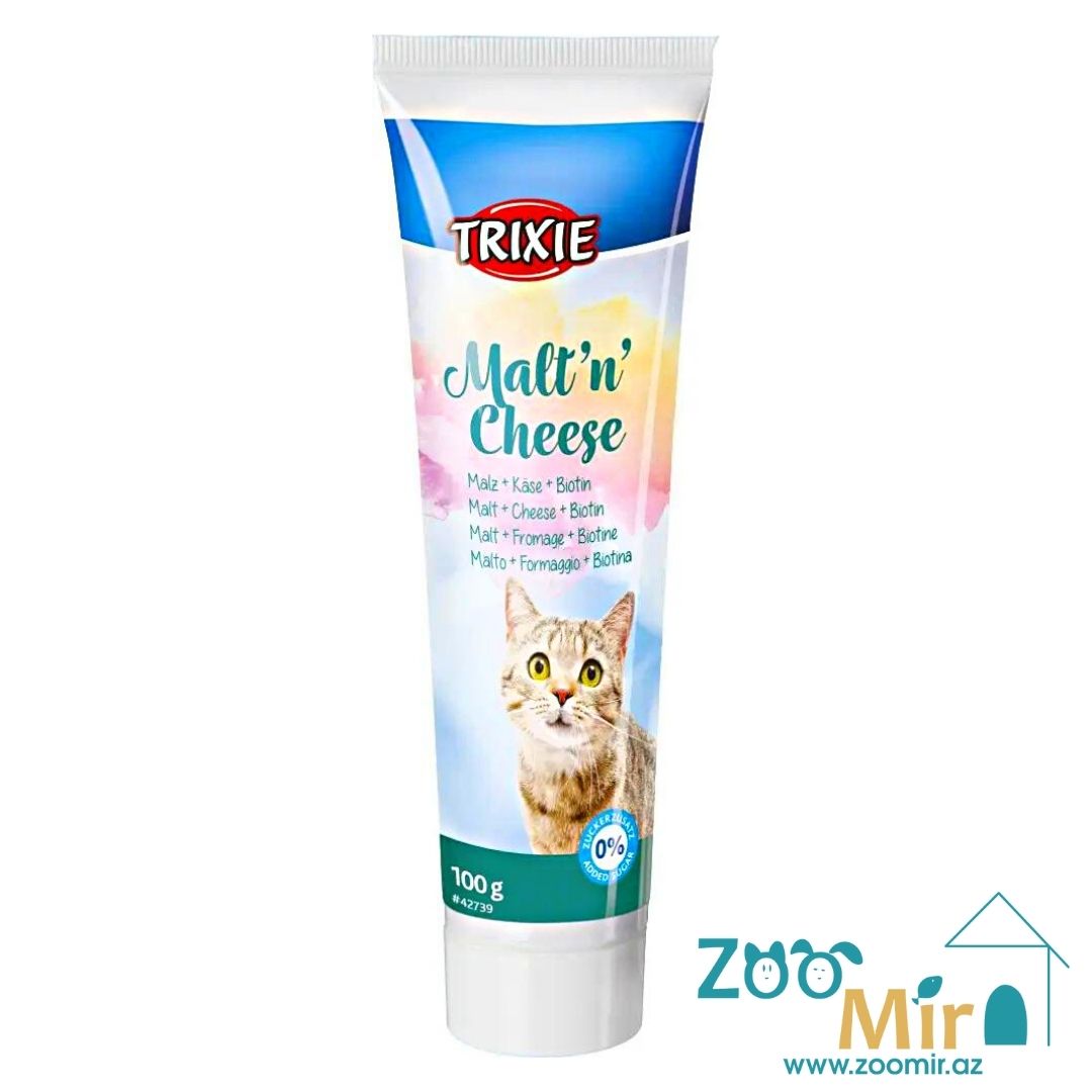 Trixie Malt'n'Cheese, паста для выведения шерсти со вкусом сыра, для кошек, 100 гр