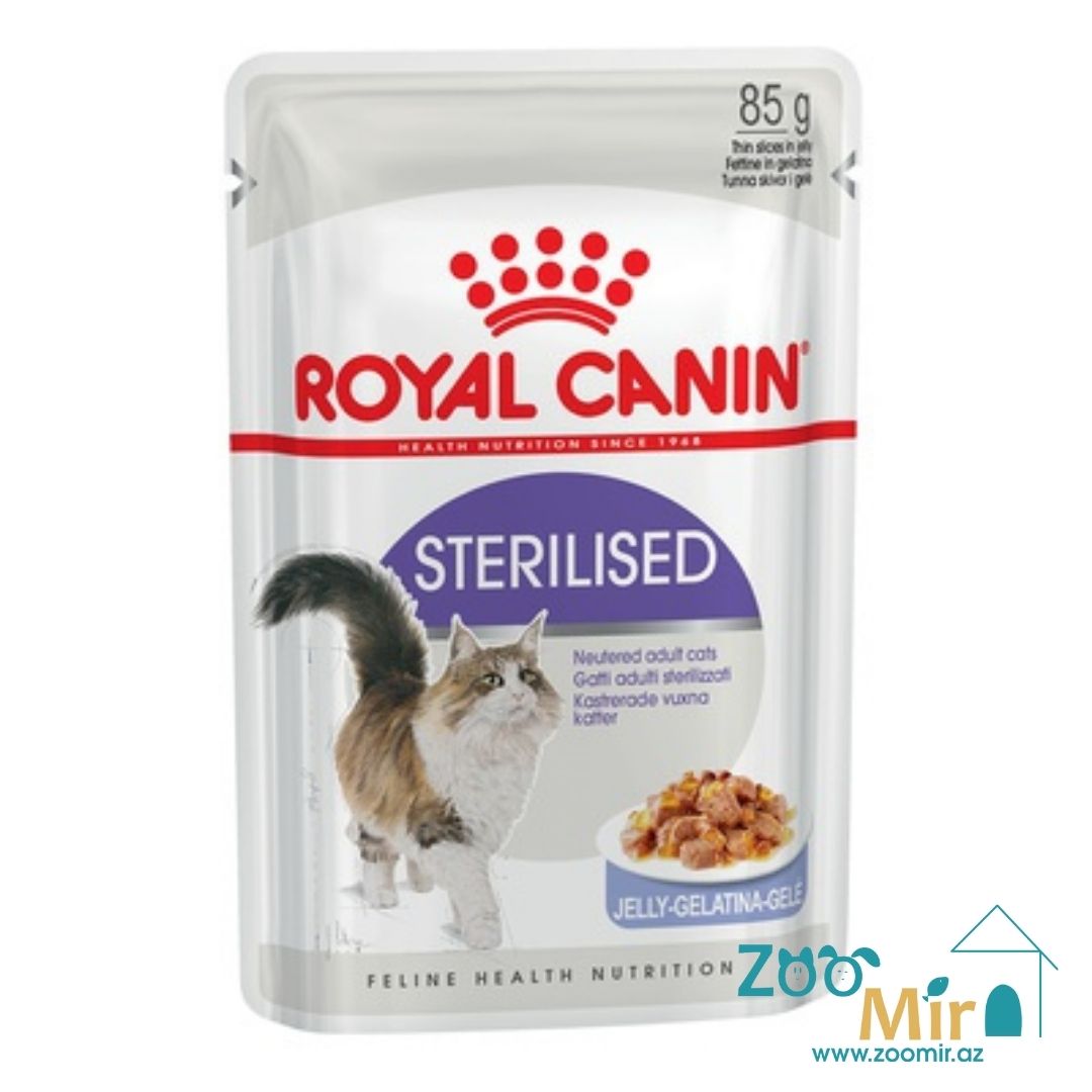 Royal Canin Sterilised, влажный корм для стерилизованных  кошек и кастрированных котов (желе), 85 гр