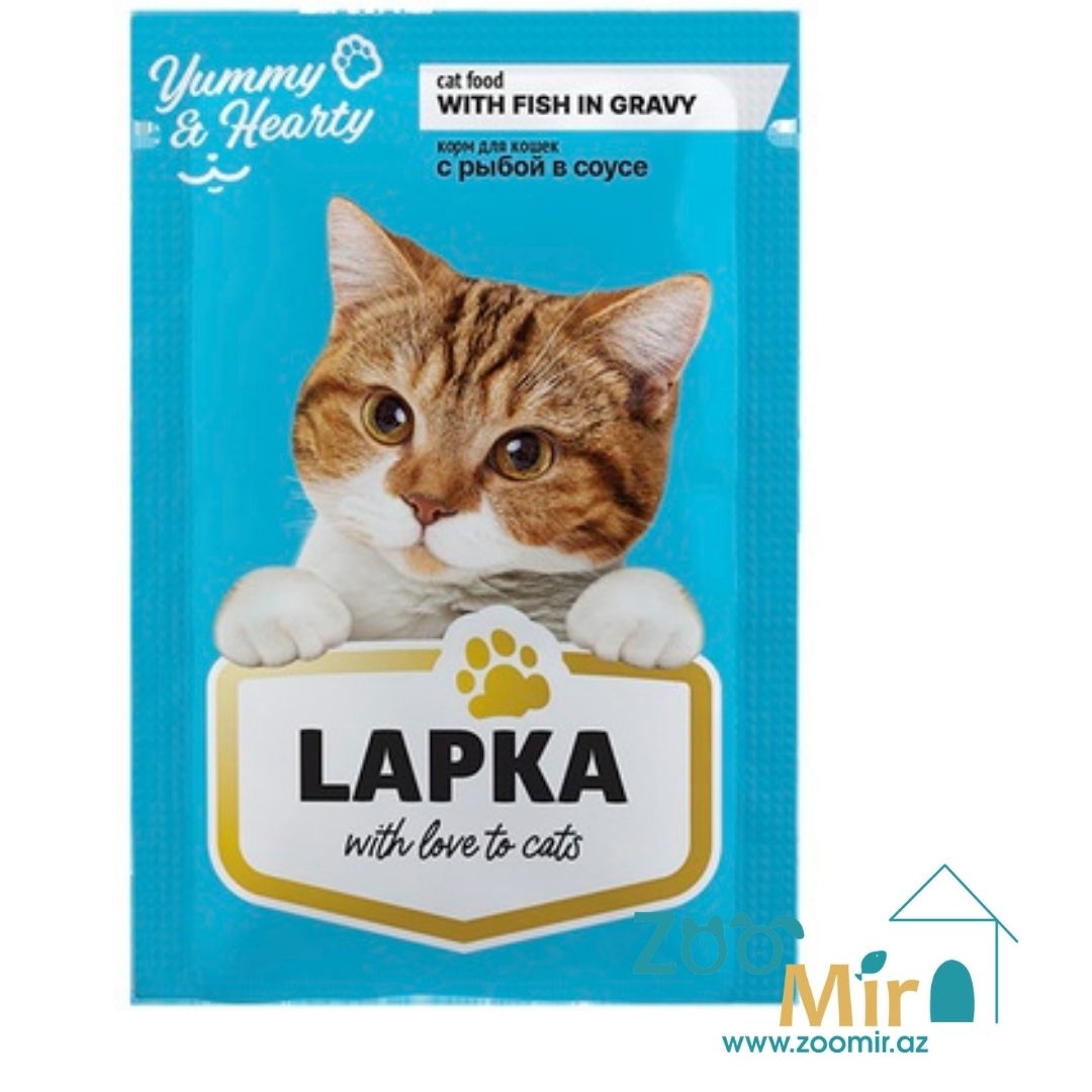 Lapka, влажный корм для кошек со вкусом рыбы в соусе, 85 гр
