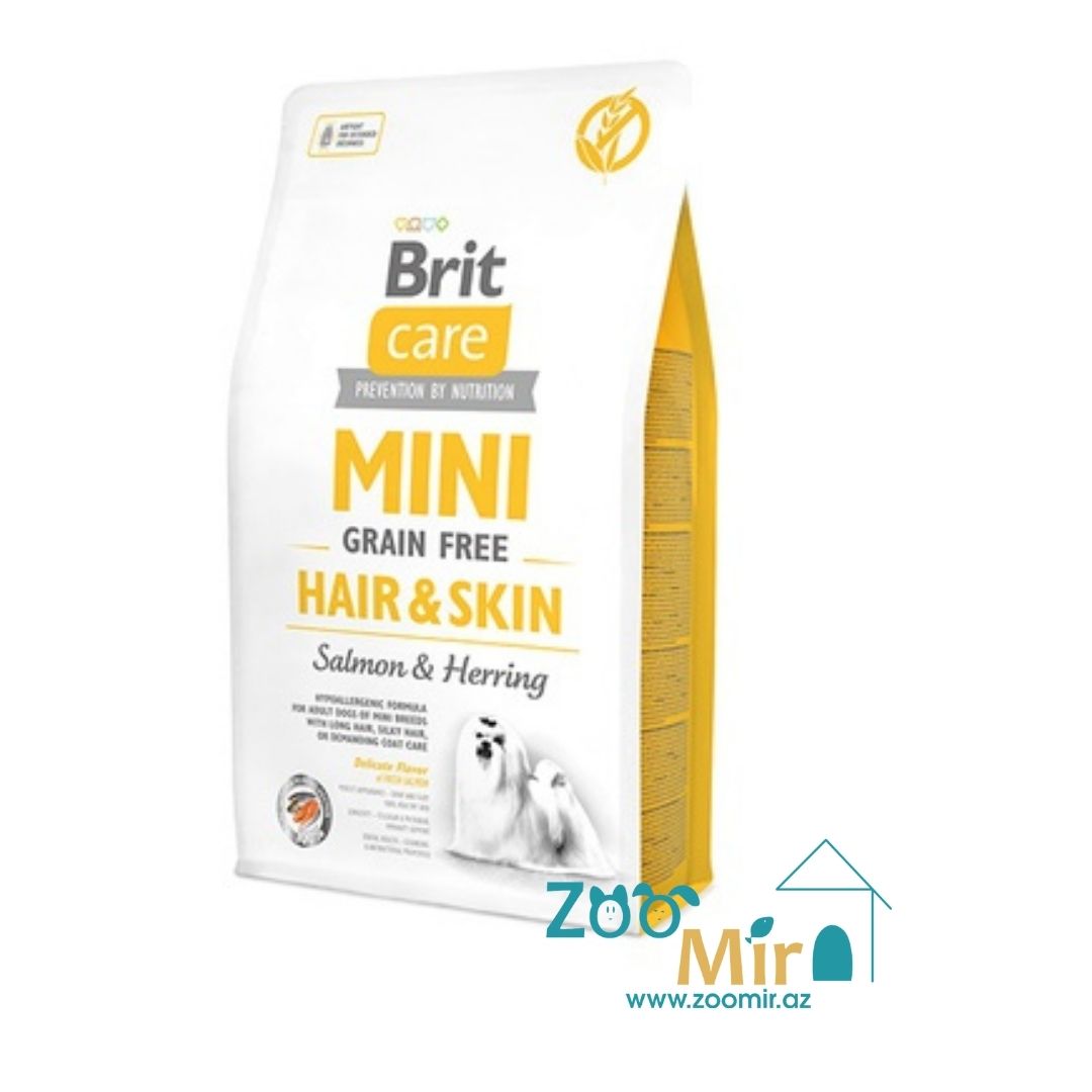 Brit Care Mini Hair&Skin, беззерновой сухой корм  для собак мелких пород с лососем для кожи и шерсти, 2 кг (цена за 1 мешок)