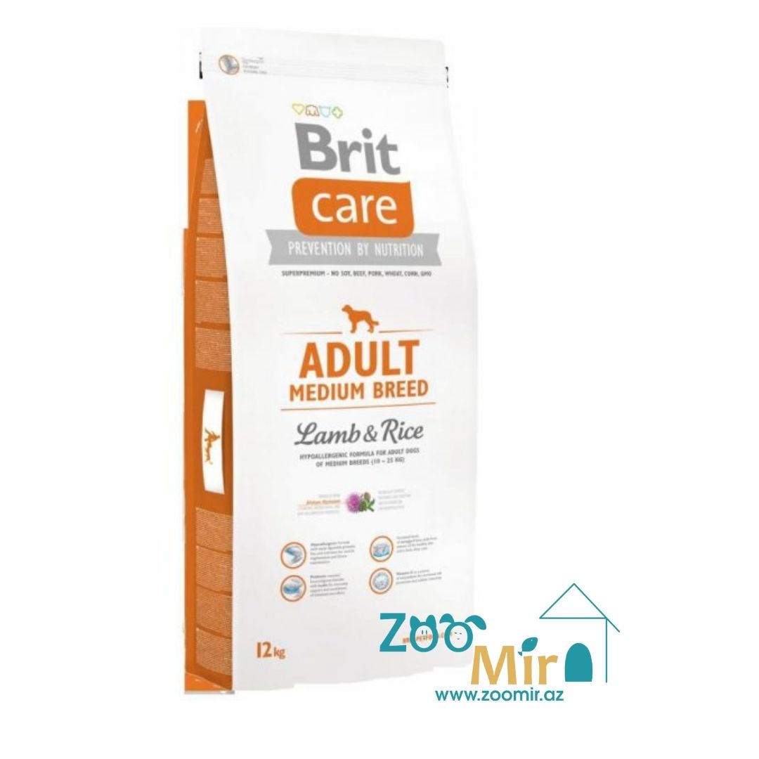 Brit Care Adult Medium Breed Lamb & Rice, cухой гипоаллергенный корм для взрослых собак средних пород с ягненком и рисом, 12 кг (цена за 1 мешок)