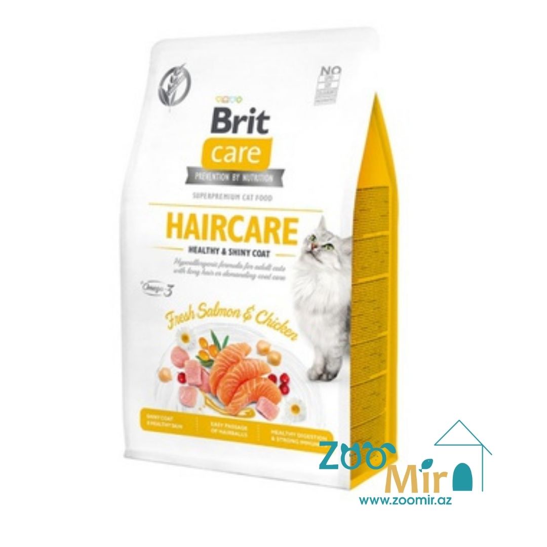 Brit Care Cat Grain Free Hair Care Healthy & Shiny Coat, сухой корм для кошек с лососем и курицей, 7 кг (цена за 1 мешок)
