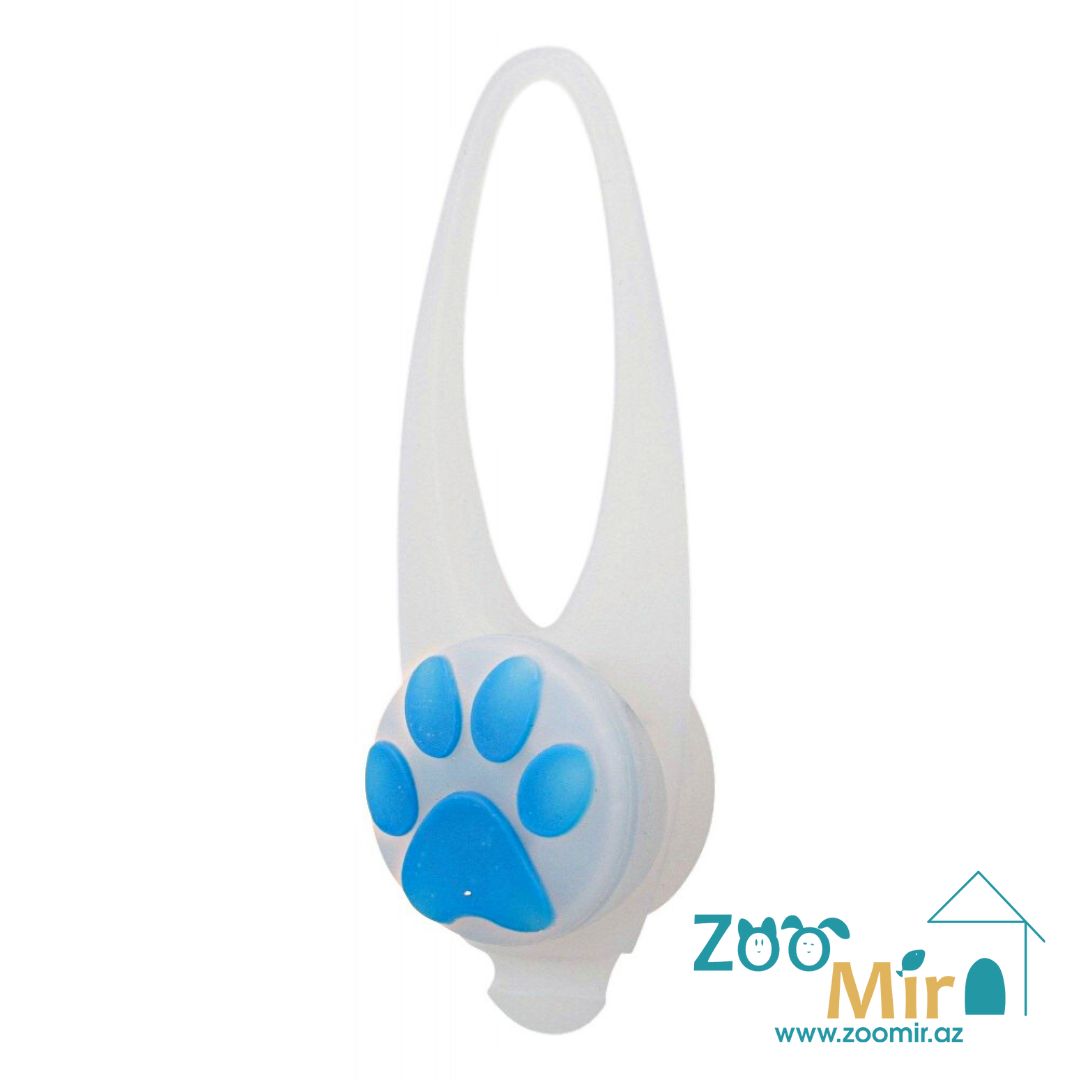 Trixie, брелок-клипса светящийся на ошейник, для собак и кошек, 3х8 см (цвет: белый с синей лапкой)