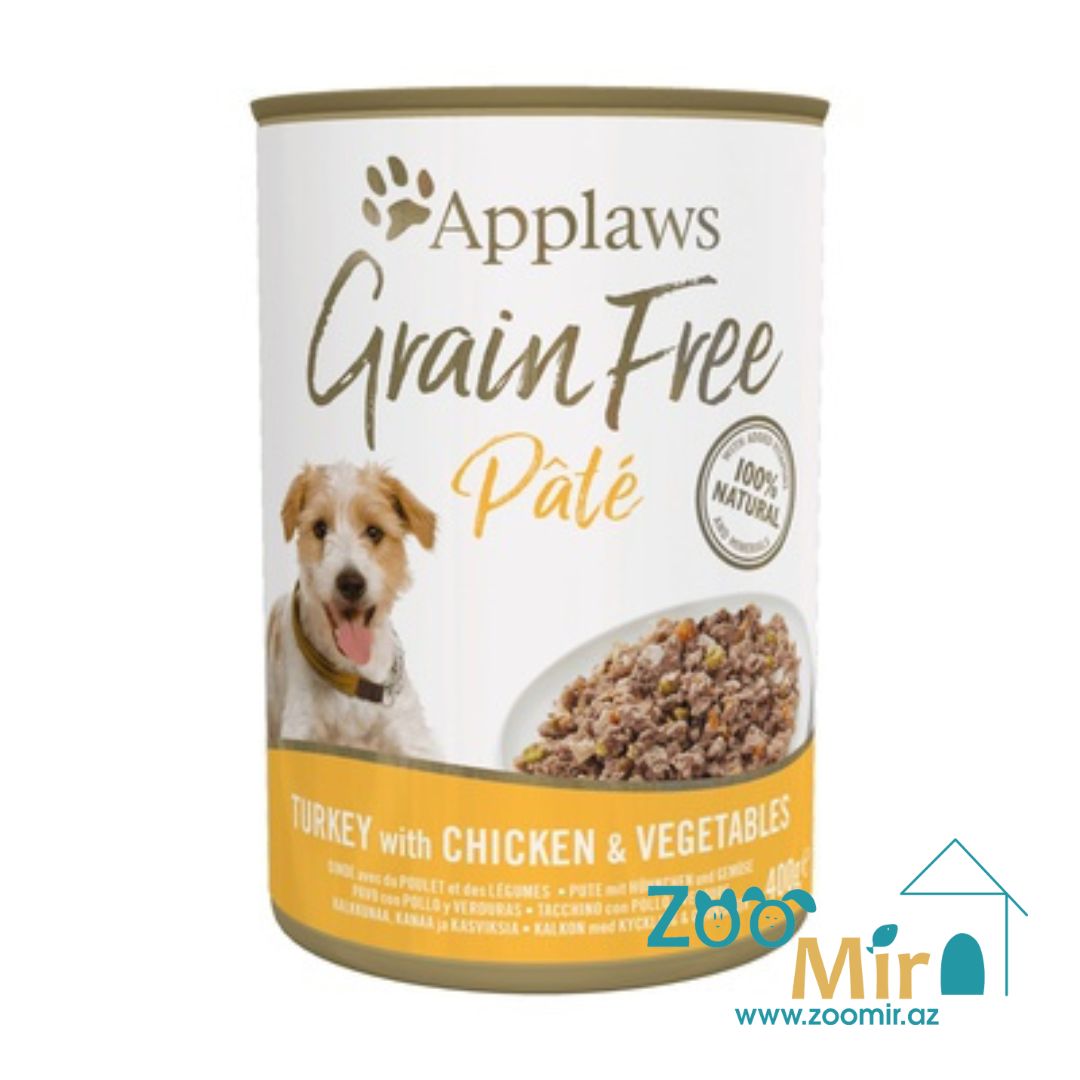 Applaws Grain Free, консервы  для собак с курицей и овощами, 400 гр