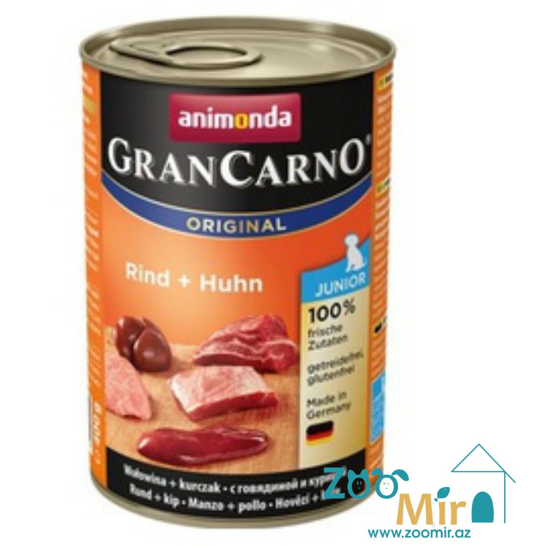 Gran Carno Junior, влажный корм для щенков с говядиной и курицей, 400 гр