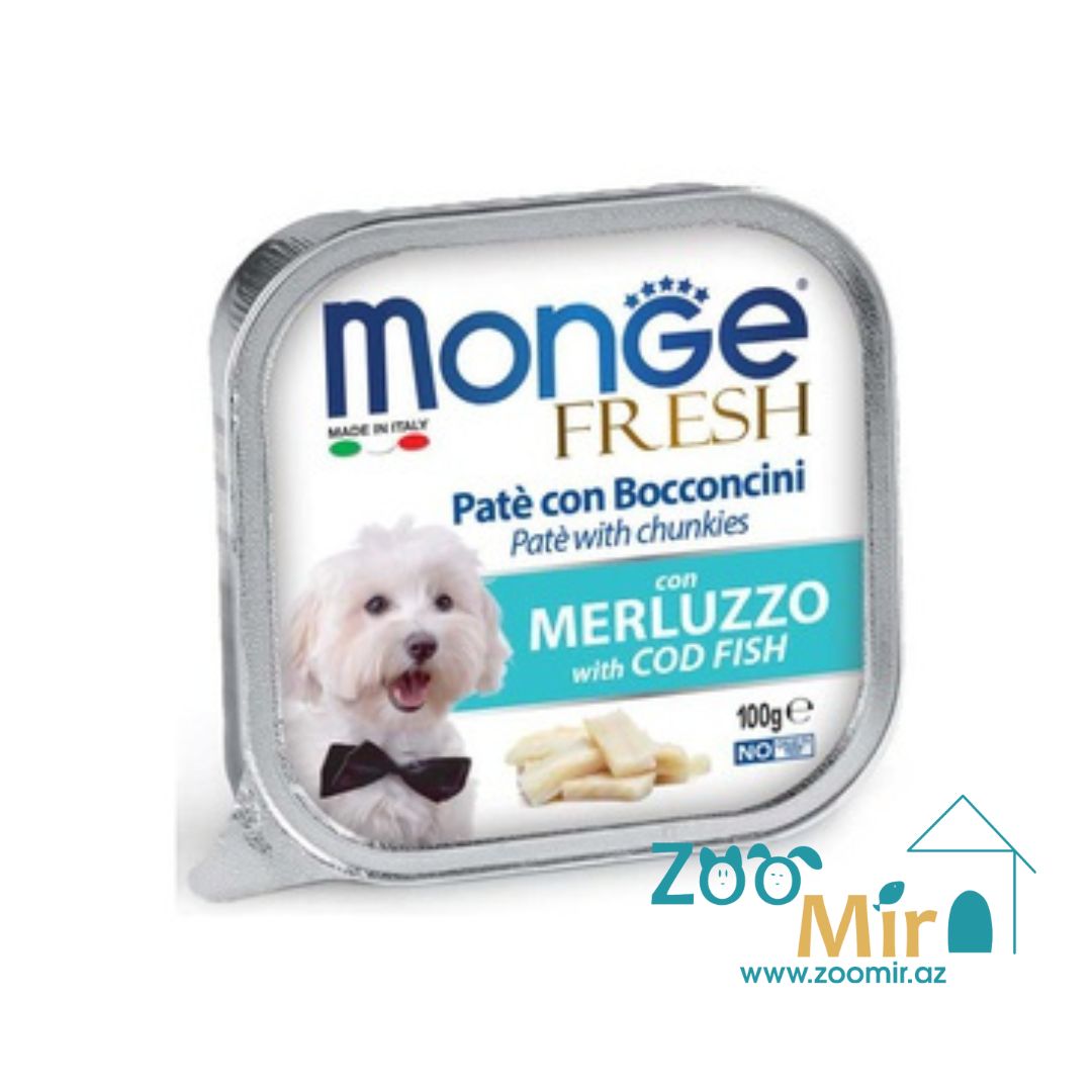 Monge,  влажный корм для взрослых собак с треской, 100 гр