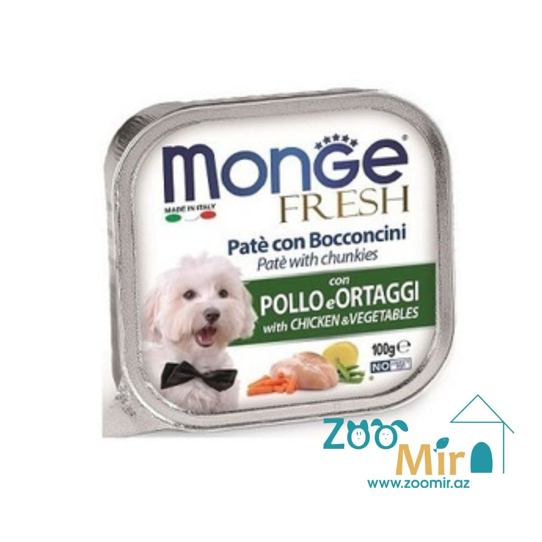 Monge, влажный корм для влажных собак с курицей и овощами, 100 гр
