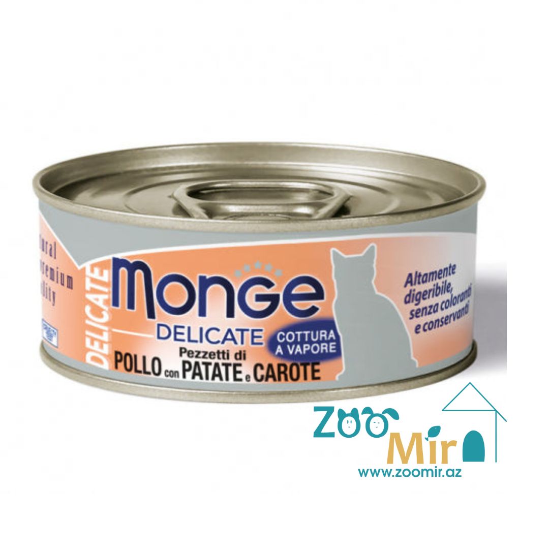 Monge Delicate, консервы для кошек с курицей, картофелем и морковью, 80 гр