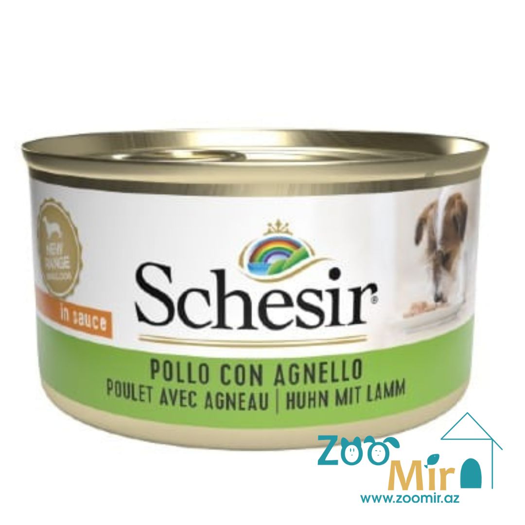 Schesir, консервы для взрослых собак с курицей и ягненком, 85 гр