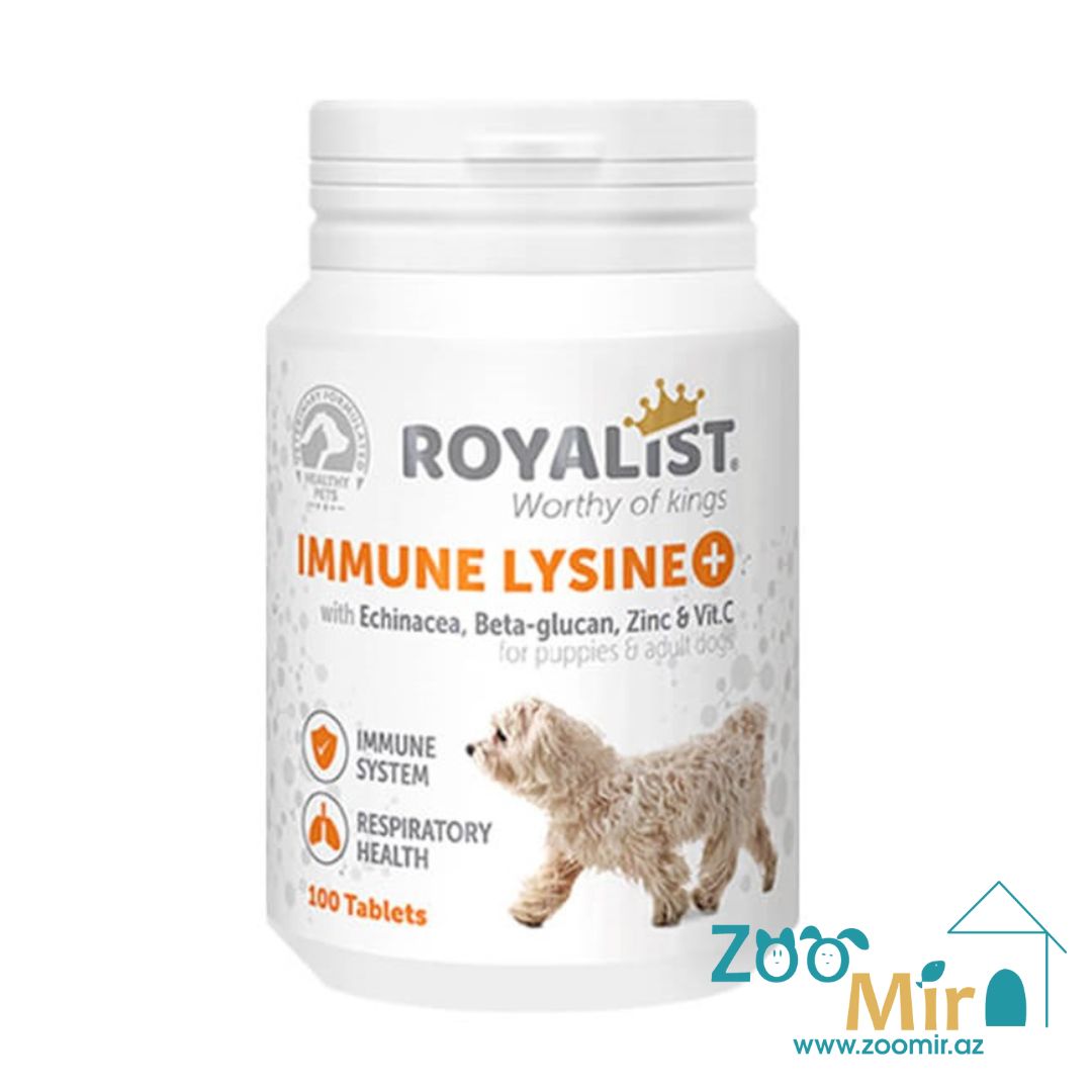 Royalist İmmune Lysine, предназначено для повышение иммунитета и часто болеющих собак и щенков, 100 таб