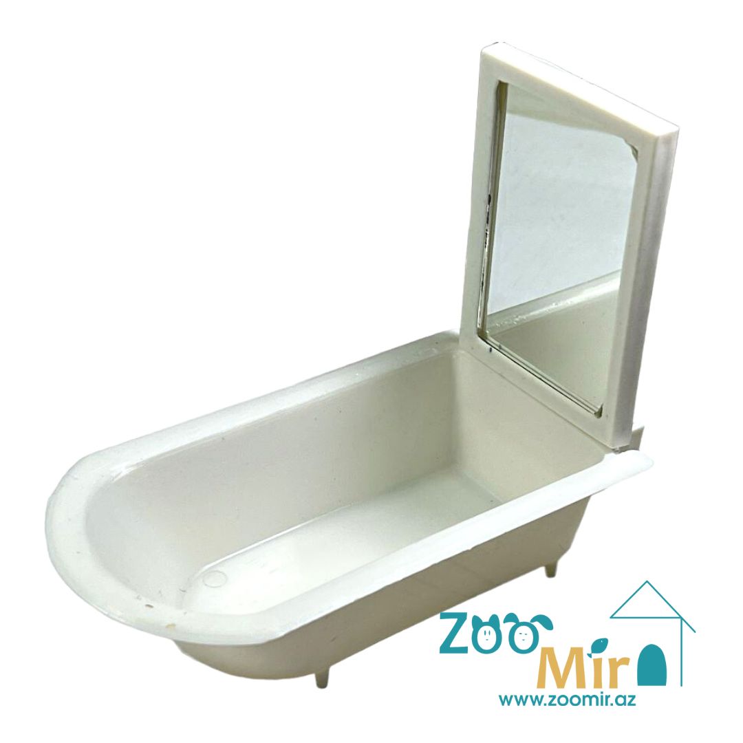Купалка для птиц в форме ванны с зеркалом, 15 х 7.5 х11.5 см (цвет: белый)