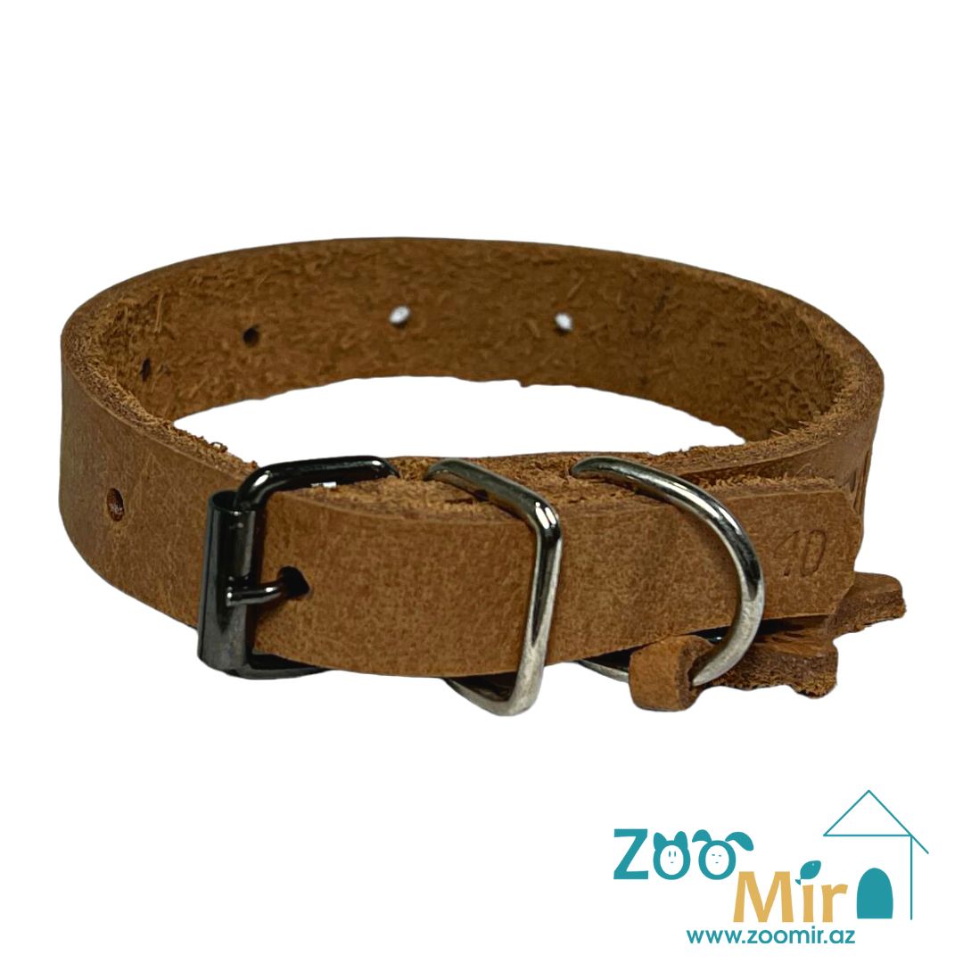 ZooMir, ошейник из кожзаменителя, для собак малых пород, 16 - 30 см х 20 мм (цвет: коричневый)