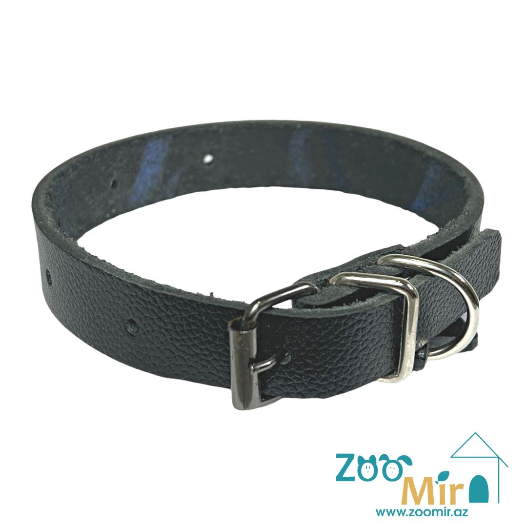 ZooMir, ошейник из кожзаменителя, для собак малых пород, 18 - 30 см х 20 мм (цвет: черный)