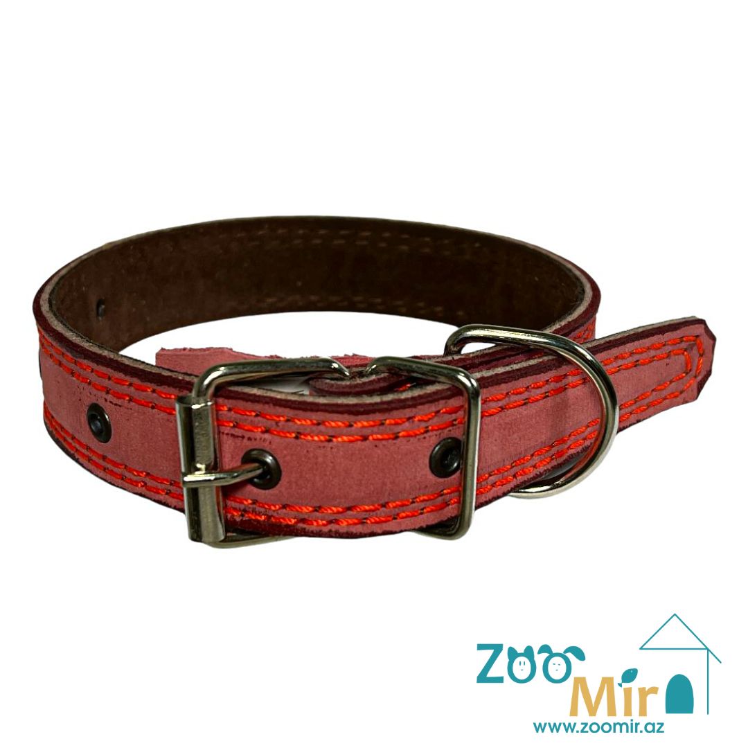 ZooMir, ошейник из кожзаменителя, для собак малых и средних пород, 21 - 34 см х 22 мм (цвет: розовый)
