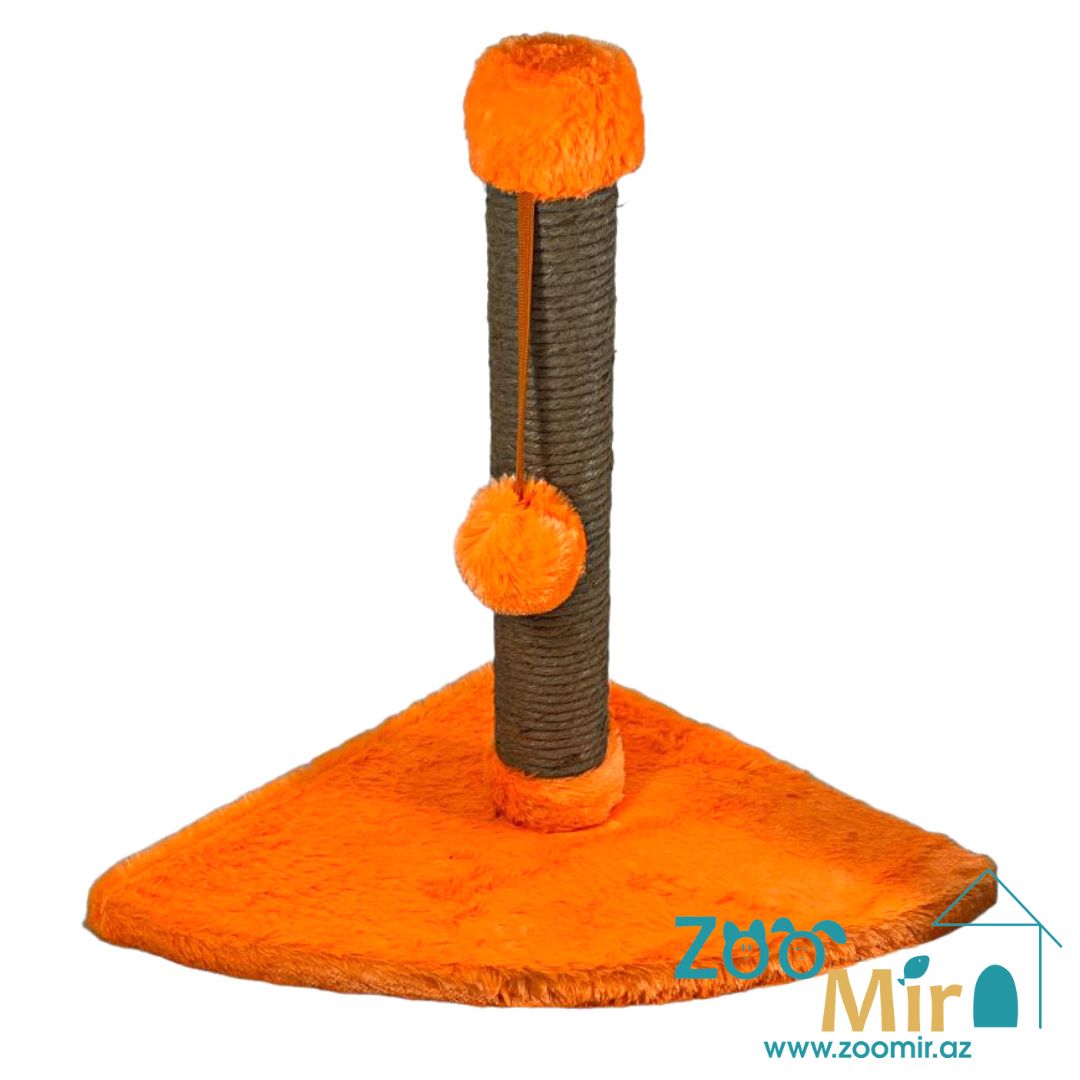 ZooMir "Orange Happiness", когтеточка с угловым основанием, для котят и кошек, 42х30х30 см (размер S)
