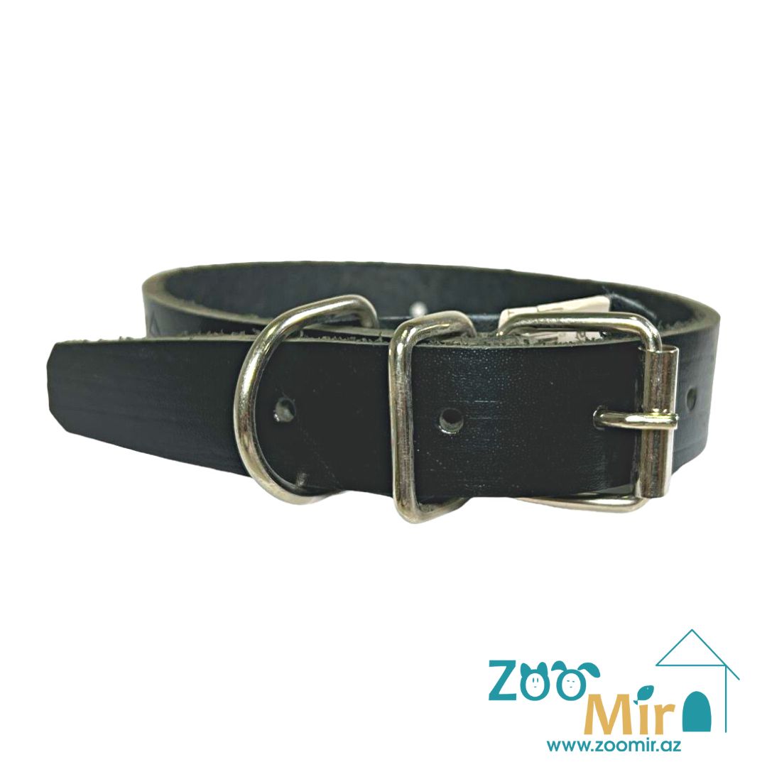 ZooMir, ошейник из кожзаменителя, для собак малых и средних пород, 20 - 37 см х 22 мм (цвет: черный)