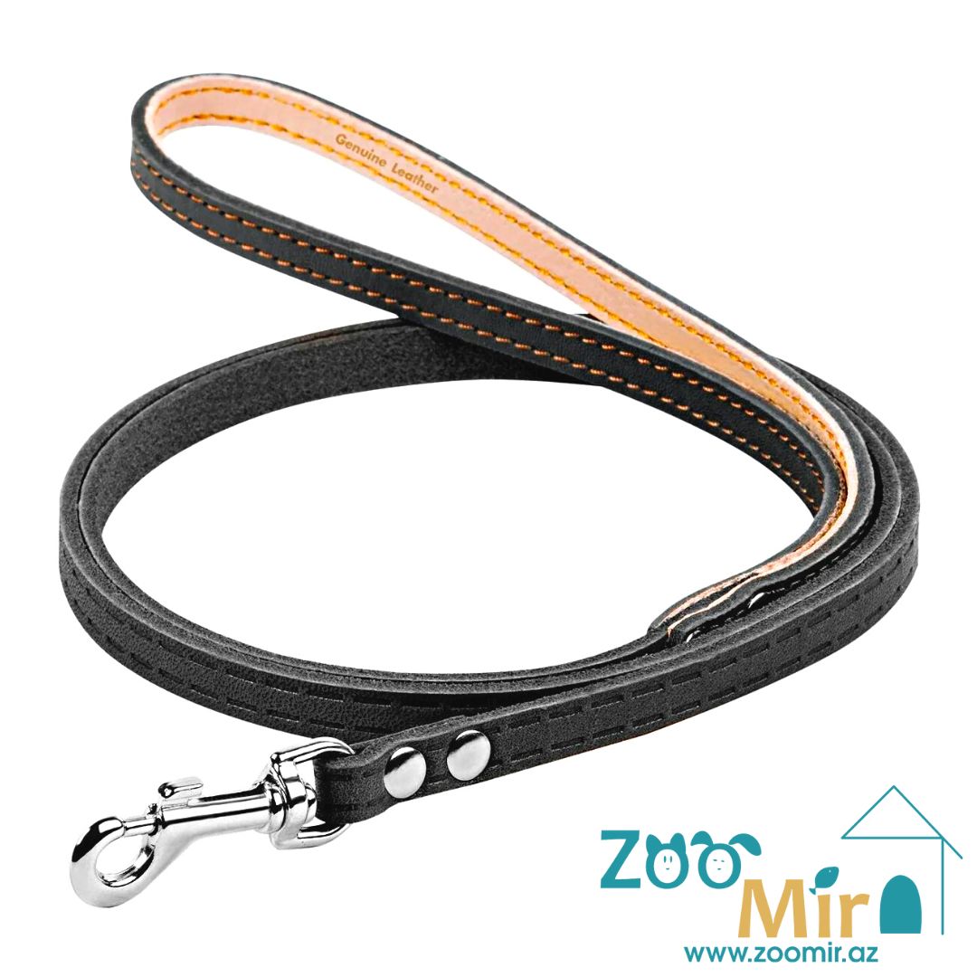 Collar, кожаный поводок для собак мелких пород, 122 см х 14  мм (цвет: черный)