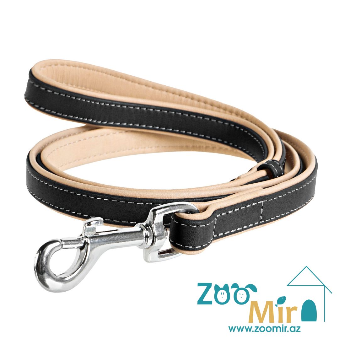 Collar WAUDOG Soft, кожаный поводок для собак средних пород, 122 см х 25 мм (цвет: черный)