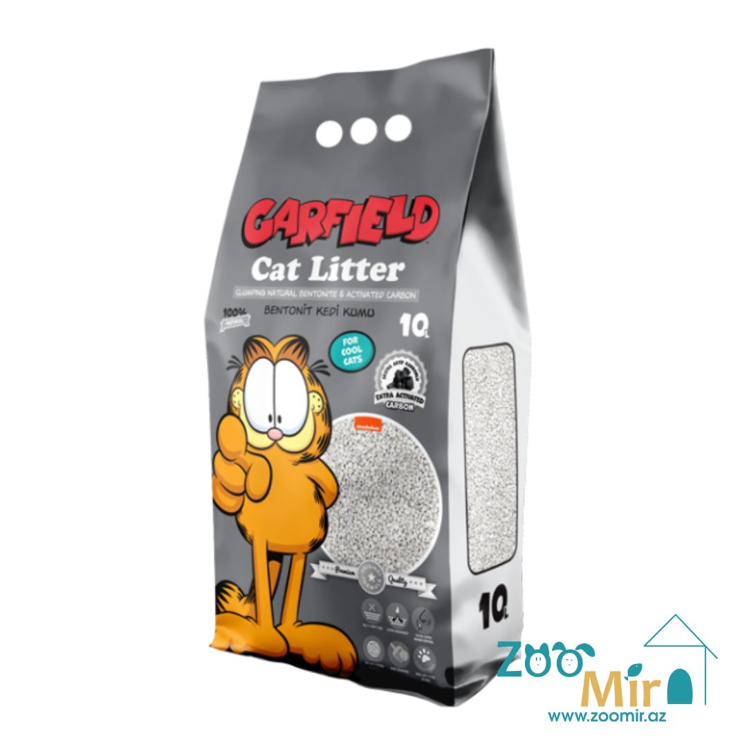 Garfield Cat Litter, натуральный комкующийся наполнитель с карбоном, для кошек, 10 л