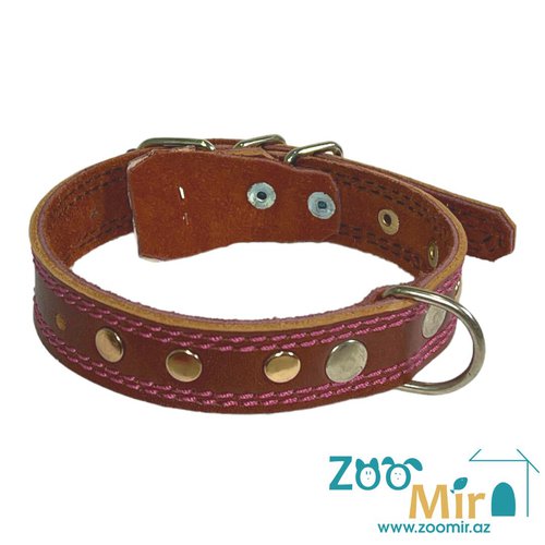 ZooMir, ошейник из кожзаменителя для собак малых пород, 20 - 33 cм х 20 мм (цвет: коричневый)