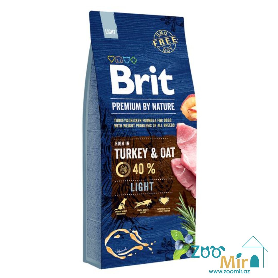 Brit Premium by Nature Light, сухой корм для взрослых собак с избыточным весом с индейкой и овсом, 15 кг (цена за 1мешок)
