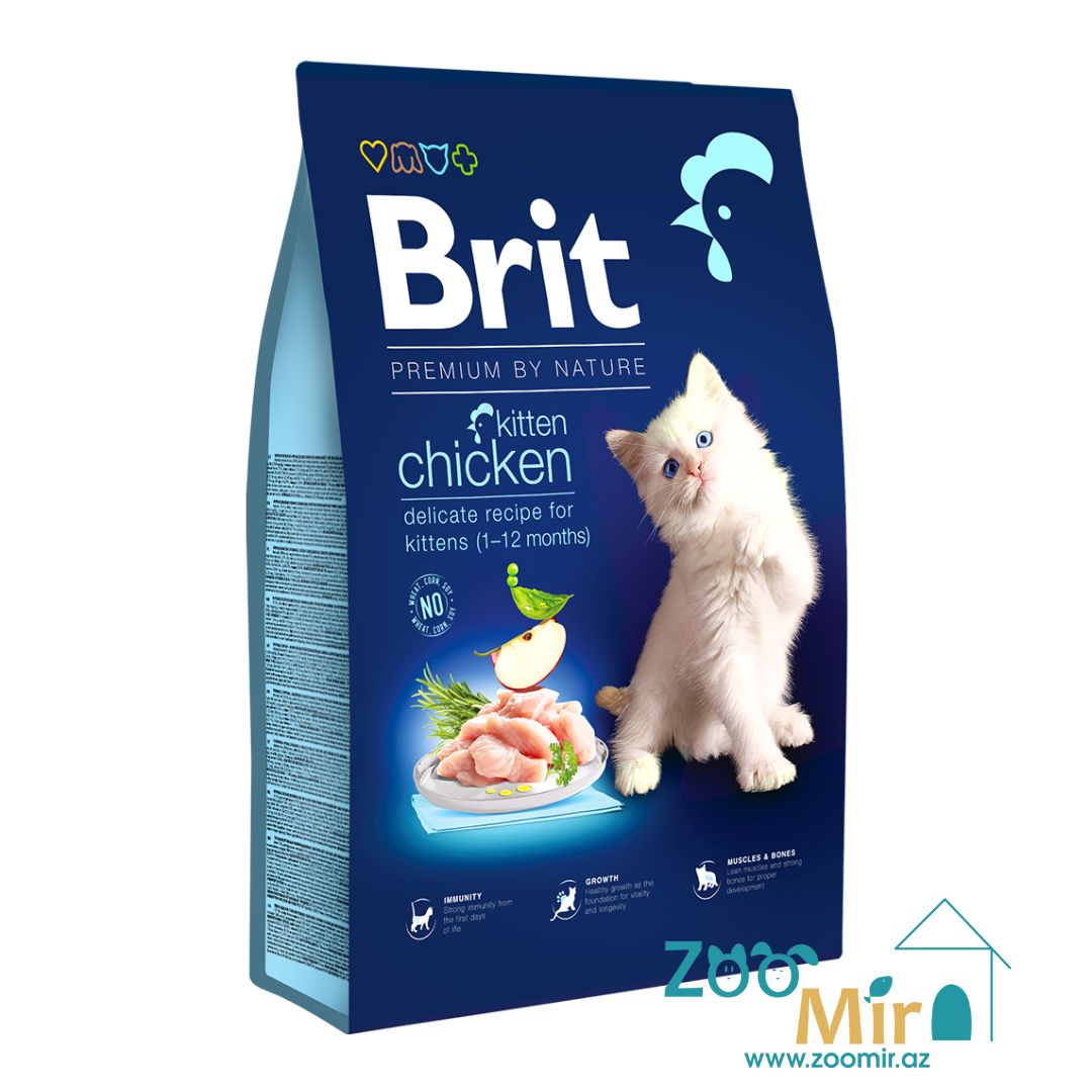 Brit Premium by Nature Cat Kitten Chicken,  pişik balaları üçün toyuq ilə quru yem, 8 kq (1 kisənin qiyməti)