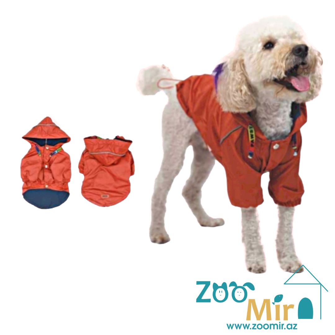 Pawstar Pet Fashion, модель "Orange Pluvia", куртка-дождевик для собак малых пород, 4,6 - 6,5 кг (размер L)