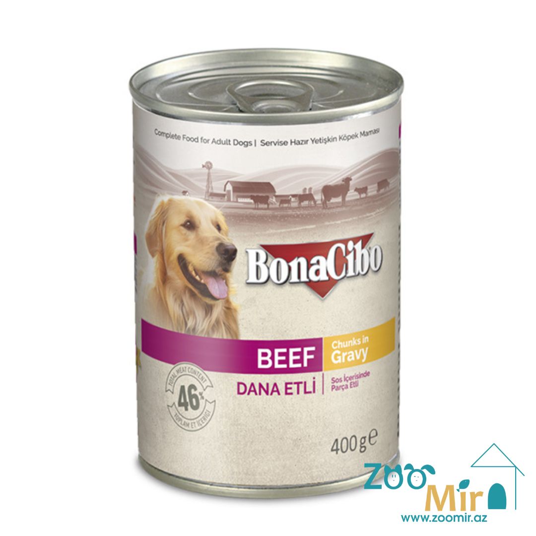 BonaCibo Adult Beef Gravy, влажный корм для собак со вкусом говядины в соусе, 400 гр.