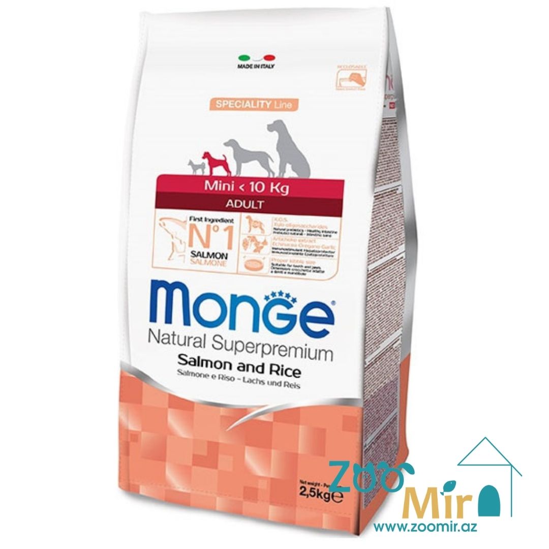 Monge Mini Adult Salmone, сухой корм для взрослых собак мелких пород с лососем и рисом, 15 кг (цена за 1 мешок)