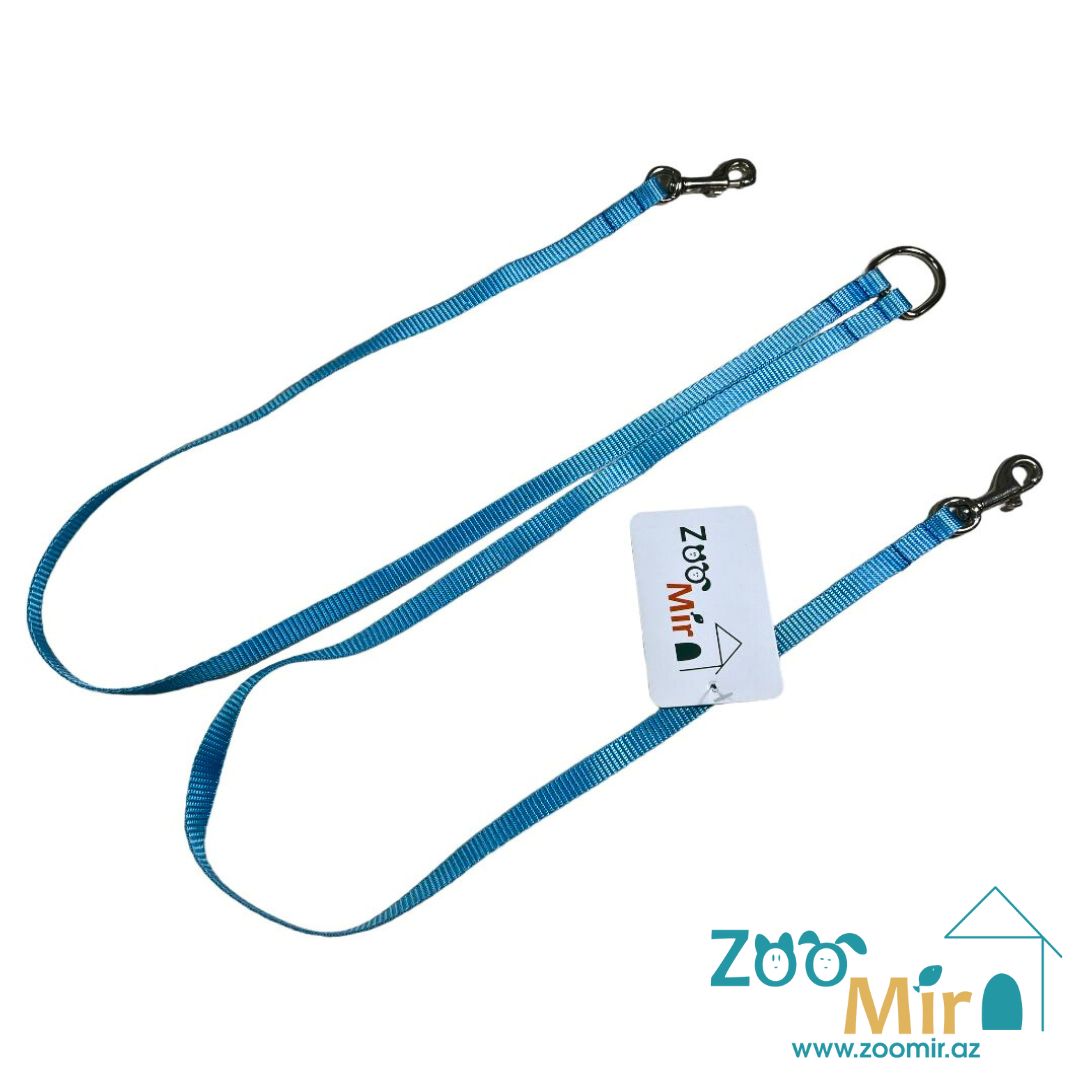 ZooMir, двойной поводок для собак малых пород, 2 х 75 см х 10 мм (цвет: голубой)