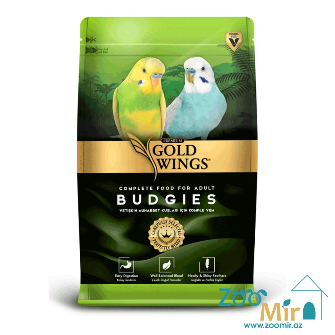 Gold Wings Complete Food for Adult Budgies, сбалансированная зерновая смесь для ежедневного кормления, корм для волнистых попугаев, 1 кг ( цена за 1 пакет)