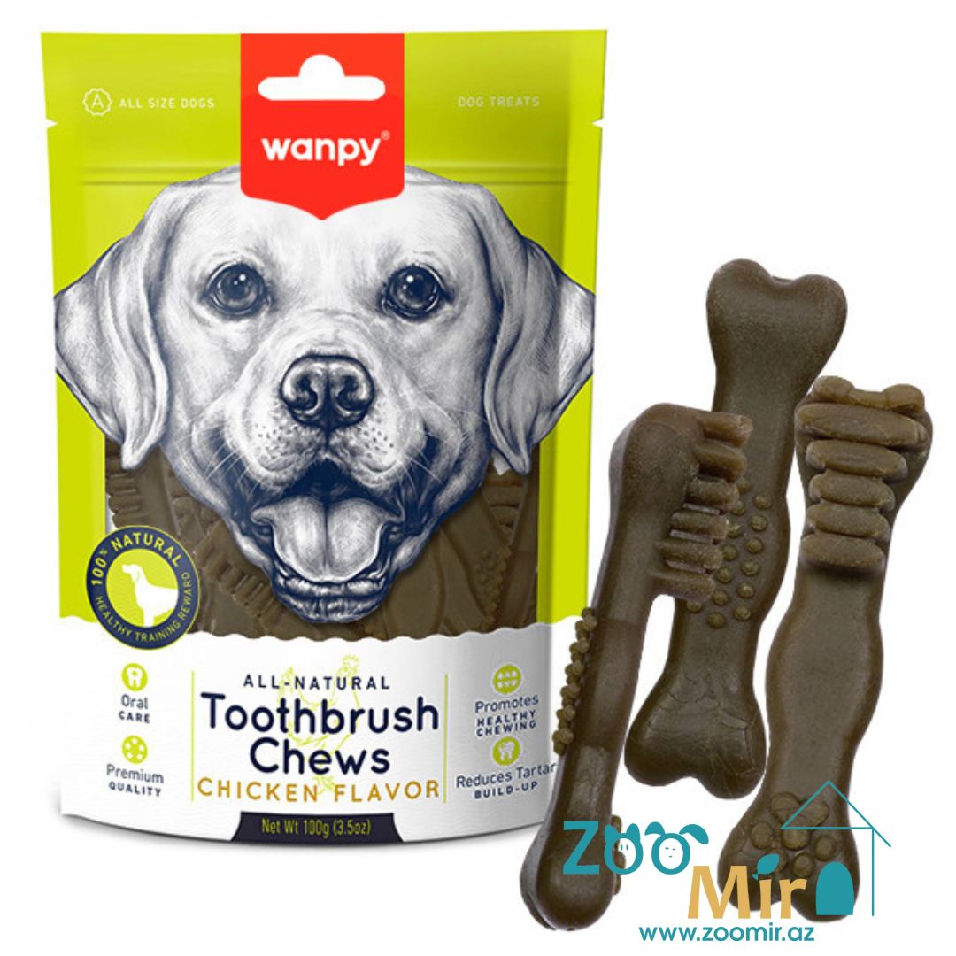 Wanpy Toothbrush Chews with Chicken Flavor, жевательные зубочистки с ароматом курицы,100 гр