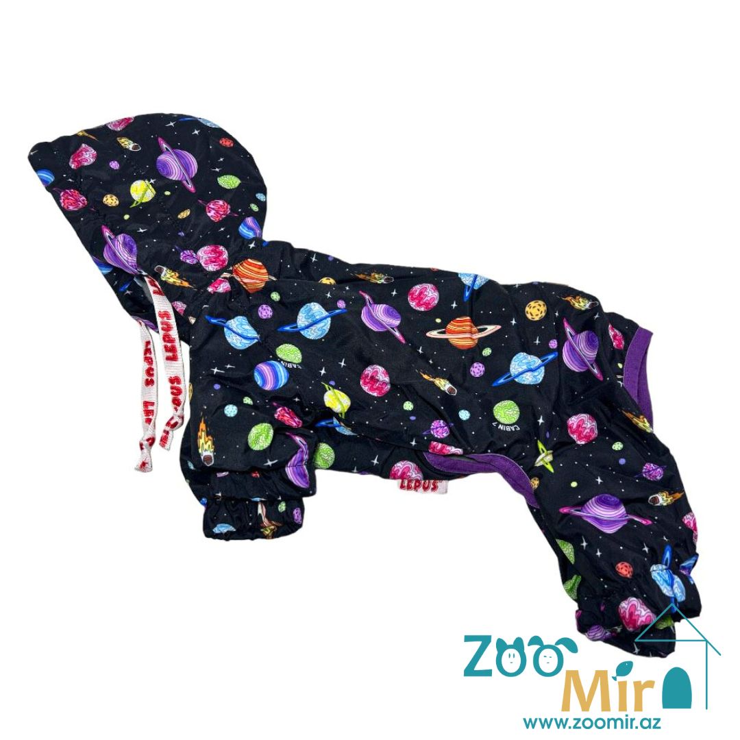 Tu, модель "LEPUS", утепленный дождевик из плащевой ткани и флисовой изнанкой, для собак мини пород и кошек, 1,1 - 2,5 кг (размер S) (цвет: космос)