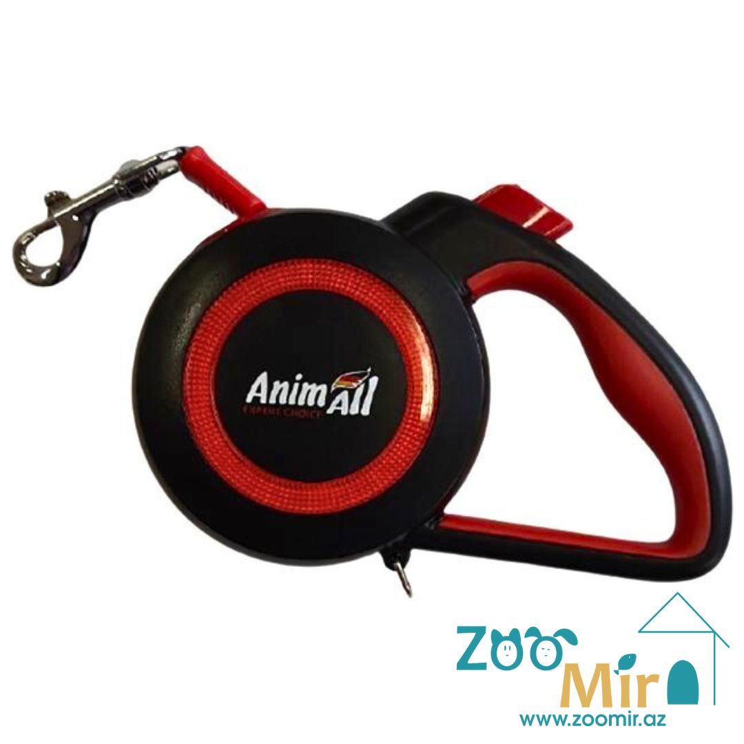 AnimAll, ременный поводок-рулетка 5 метров, весом до 50 кг, размер L, для собак средних и крупных пород  (цвет: красный 1)