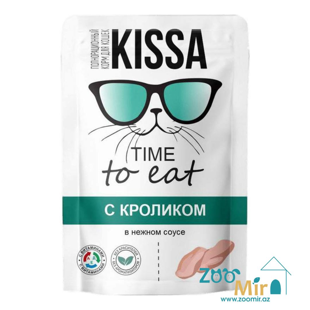 Kissa, влажный корм для кошек со вкусом кролика в нежном соусе, 75 гр