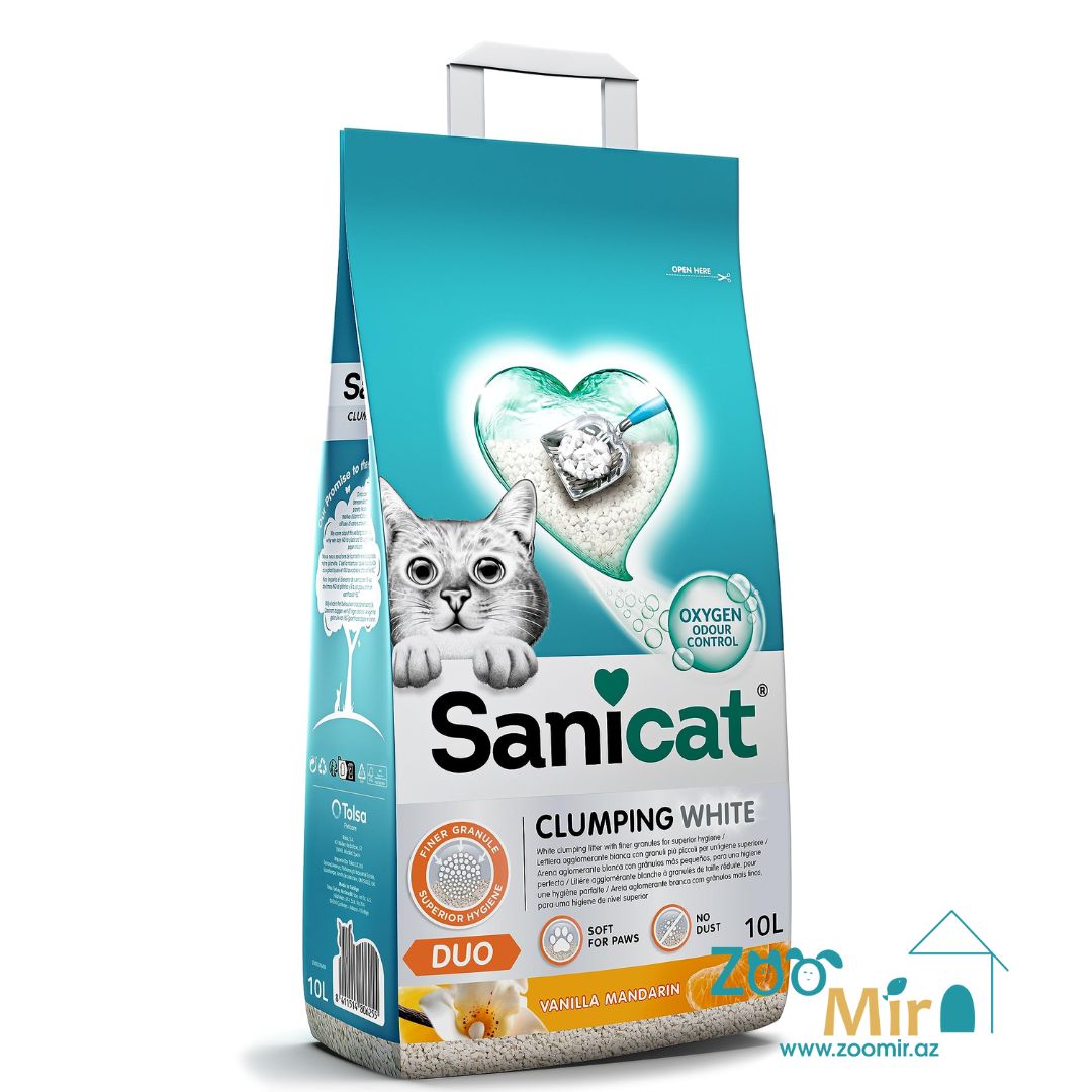 Sanicat Clumping White Duo, комкующийся наполнитель, 10 л.