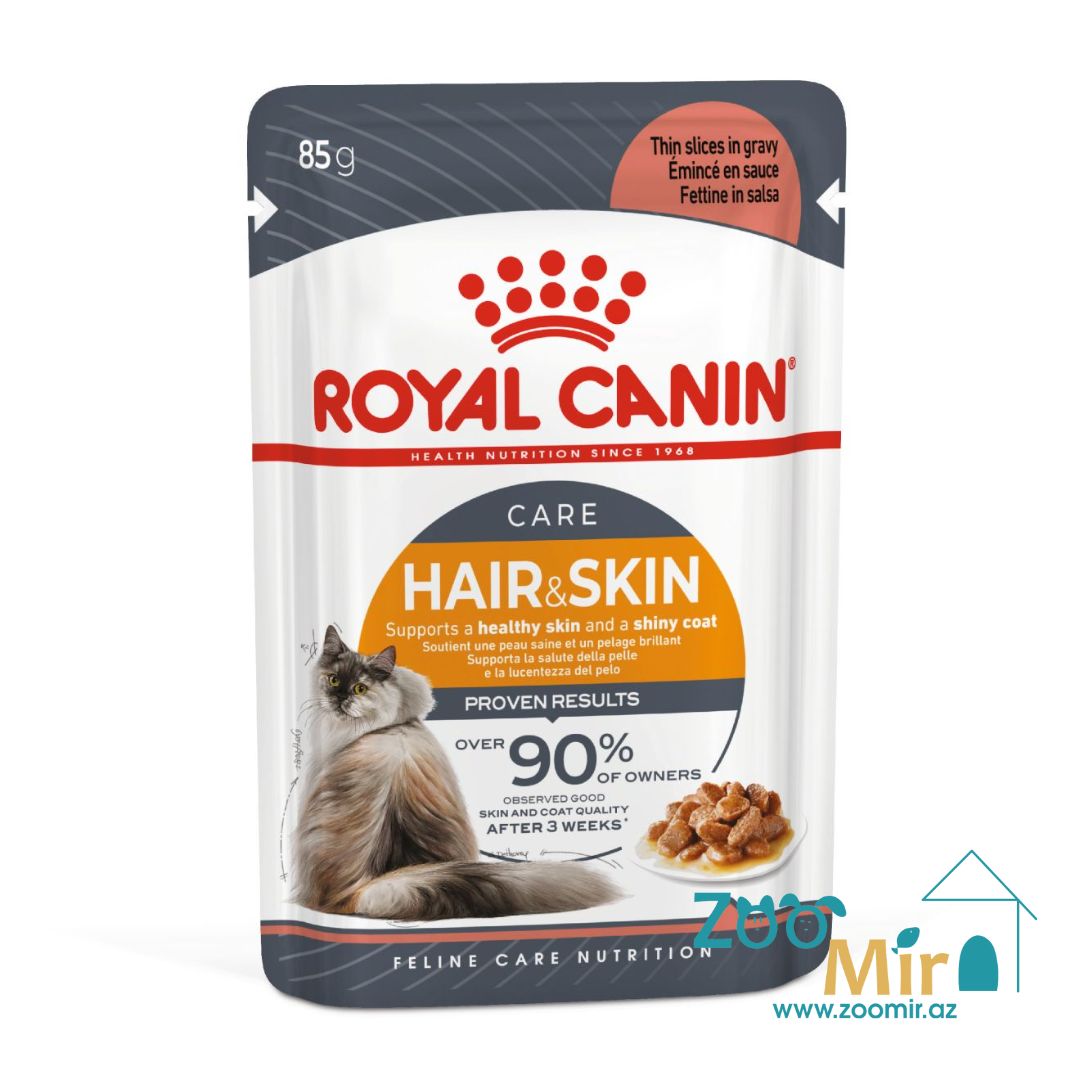 Royal Canin Hair and Skin, влажный корм для взрослых кошек для красоты и здоровья кожи и шерсти (соус), 85 гр.