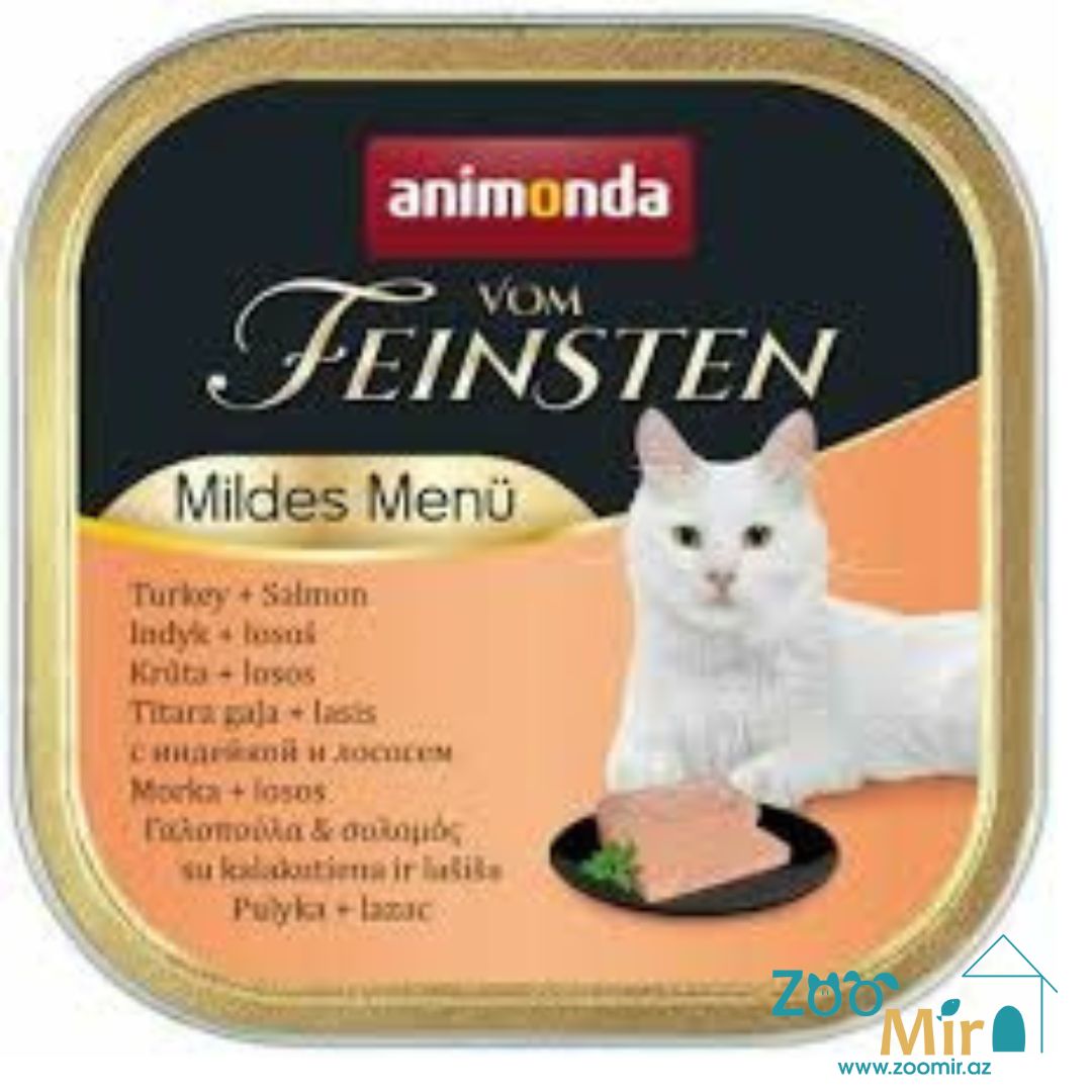 Vom Feinsten Mildes Menu, консервы для стерилизованных кошек с индейкой и лососем, 100 гр